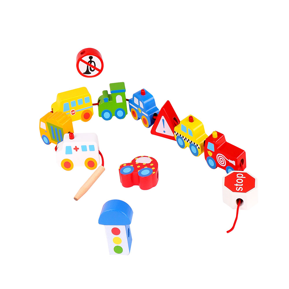 Tooky Toy Transport & Sign Set - 6 Wooden Vehicles & Traffic Signs